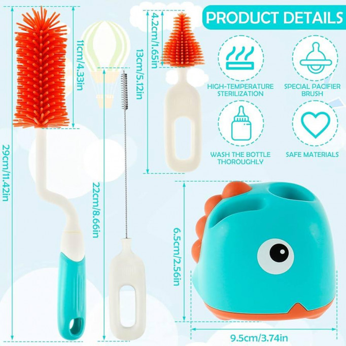 مجموعة فرش تنظيف زجاجة الحليب