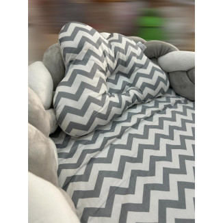 بيبي نيست مع جدلة قابلة للفك -رمادي وابيض زكزاك