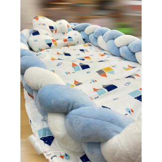 بيبي نيست مع جدلة قابلة للفك -ازرق وابيض بيت