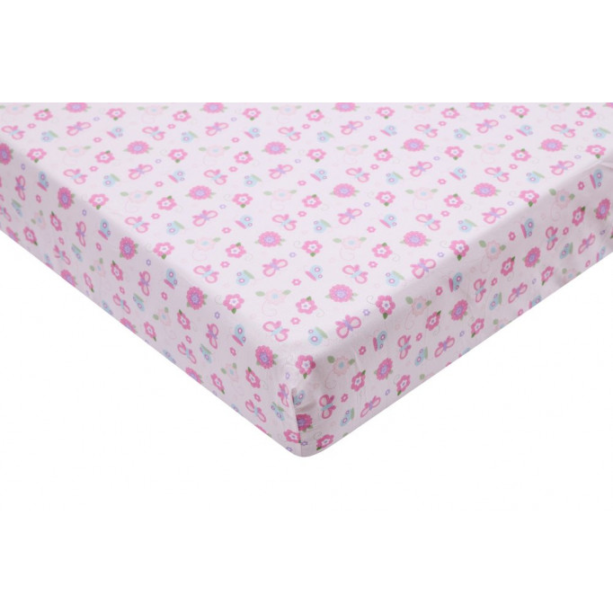طقم مفرش سرير أطفال-6قطع - موديل "الفراشات الوردية