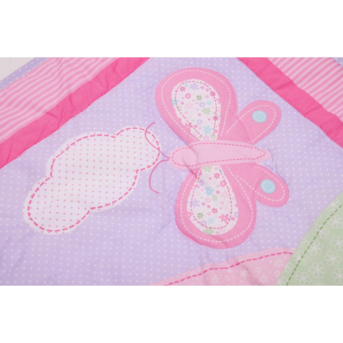 طقم مفرش سرير أطفال-6قطع - موديل "الفراشات الوردية