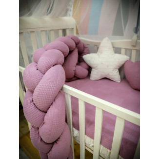 طقم مفرش سرير بيبي – تصميم النجوم باللون البنفسجي والابيض