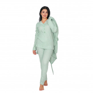 طقم نوم شتوي مع روب خميل قبة دانتيل – خامة ناعمة ودافئة