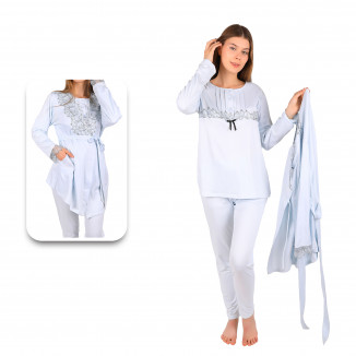 بيجامة حمل مع روب – قبة دانتيل | متوفر بثلاثة ألوان