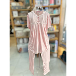 بيجاما حمل صيفية ناعمة وأنيقة، مصممة لتمنحك الراحة والانتعاش خلال الحمل