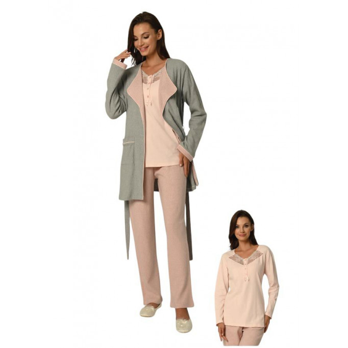 بيجاما حمل شتوية أنيقة من 3 قطع – دفء وراحة بإطلالة ناعمة 