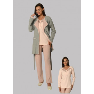 بيجاما حمل شتوية أنيقة من 3 قطع – دفء وراحة بإطلالة ناعمة 