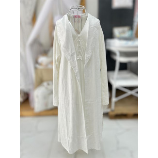 قميص نوم نص كم قصير مع روب كم طويل قبة دانتيل 