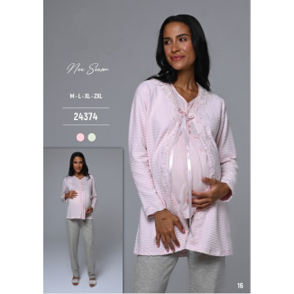 بيجامة حمل بلوزة فضفاضة مع جاكيت خميل بربطة صدر