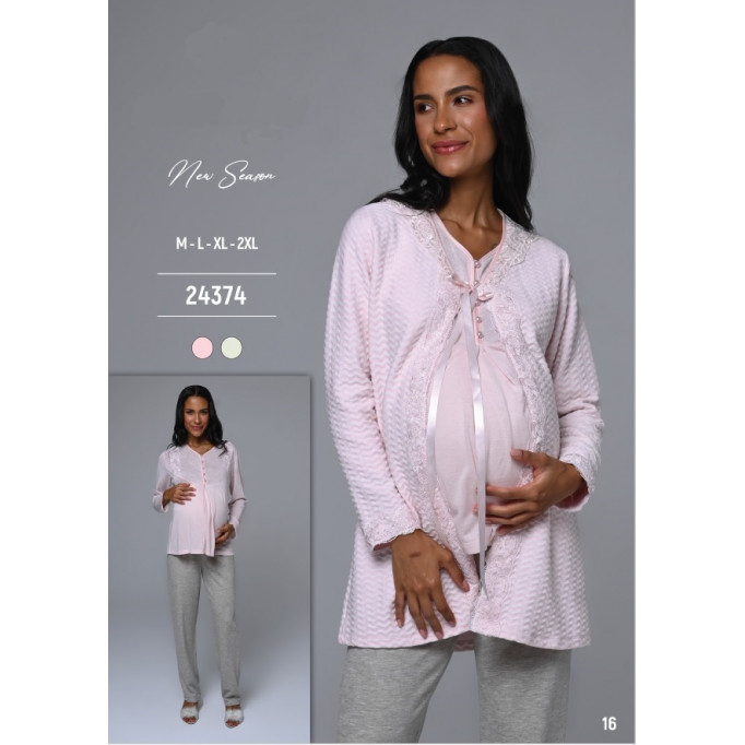 بيجامة حمل بلوزة فضفاضة مع جاكيت خميل بربطة صدر