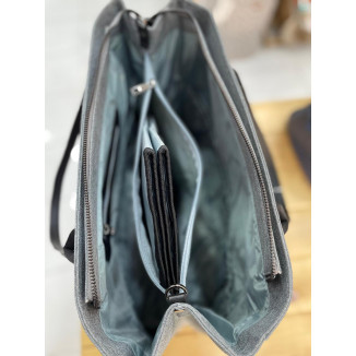 شنتة كتف حجم كبير سحاب - رمادي